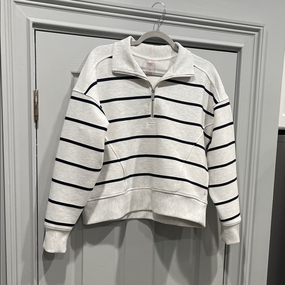 CALIA by Carrie Underwood Striped Quarter-Zip Top